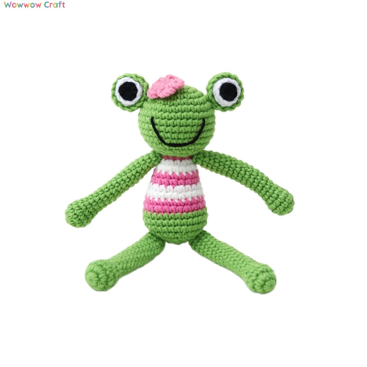 Crochet Doll,Cute hand-crocheted green frog doll - Hand-crocheted doll